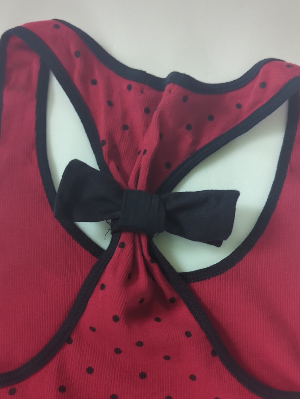 Forever 21 Red Tank Top with Black Polka Dots and Bow Back Size L - Picture 4 of 4